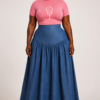 Lagos Luxe Denim Pleated Skirt